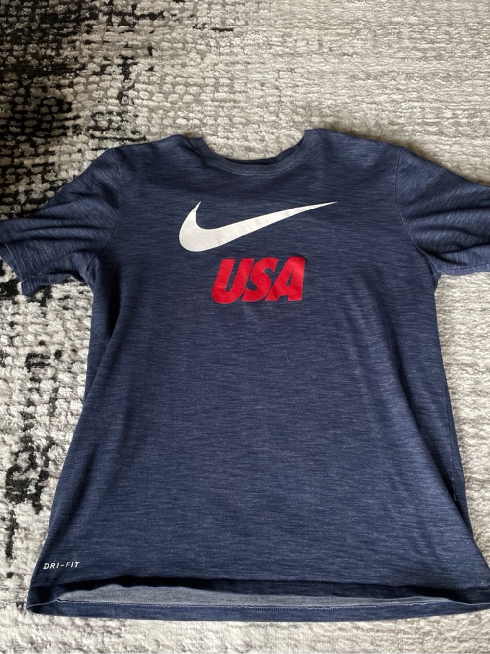 Nike Dri-FIT Heathered Blue Athletic Tee with White Logo